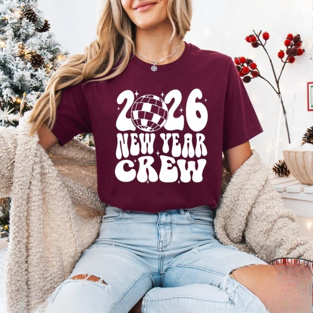 2026 New Year Crew T-Shirt Matching New Year Party Shirts NYE Celebration Outfit Holiday Graphic Tee Welcome 2026 Women Men Tops