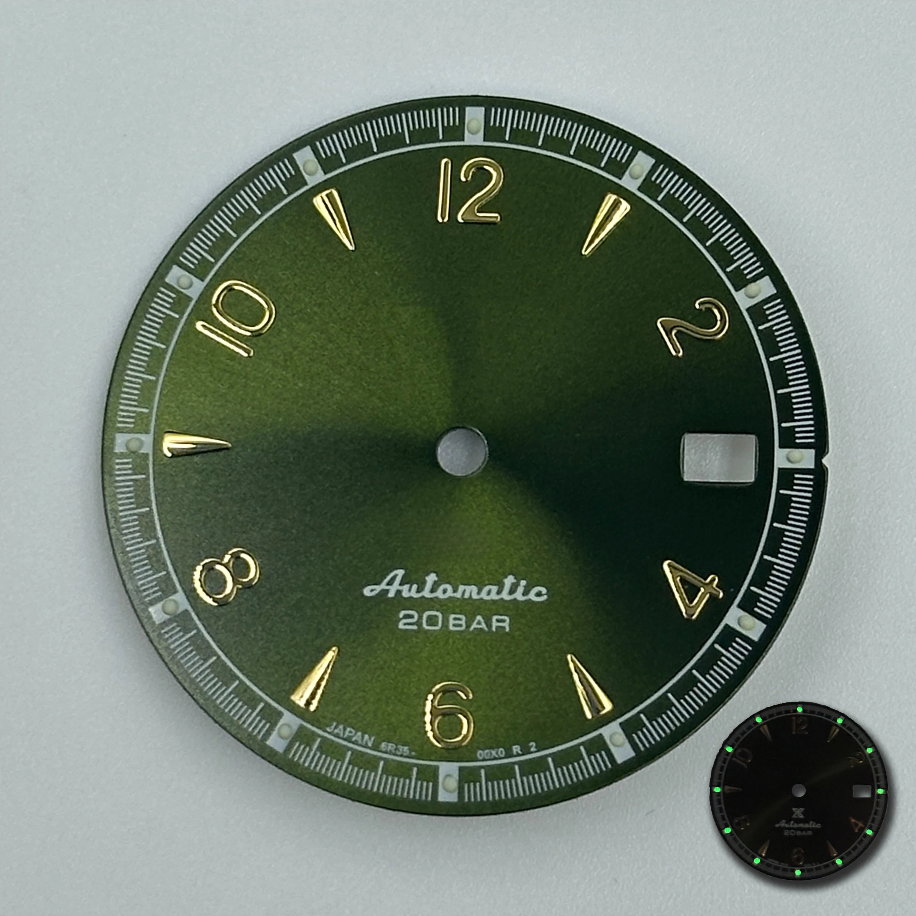 Customized NH35 Dial Diameter 30mm Mechanical Watch Modified NH36 Green Luminous Surface Watch Accessories Surface Single