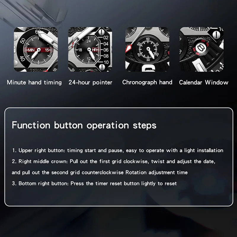 OFNS ธุรกิจผู้ชายนาฬิกาควอตซ์นาฬิกาข้อมือโครโนกราฟแฟชั่นชายสแตนเลสส่องสว่างกันน้ําปฏิทินนาฬิกาสําหรับผู้ชาย