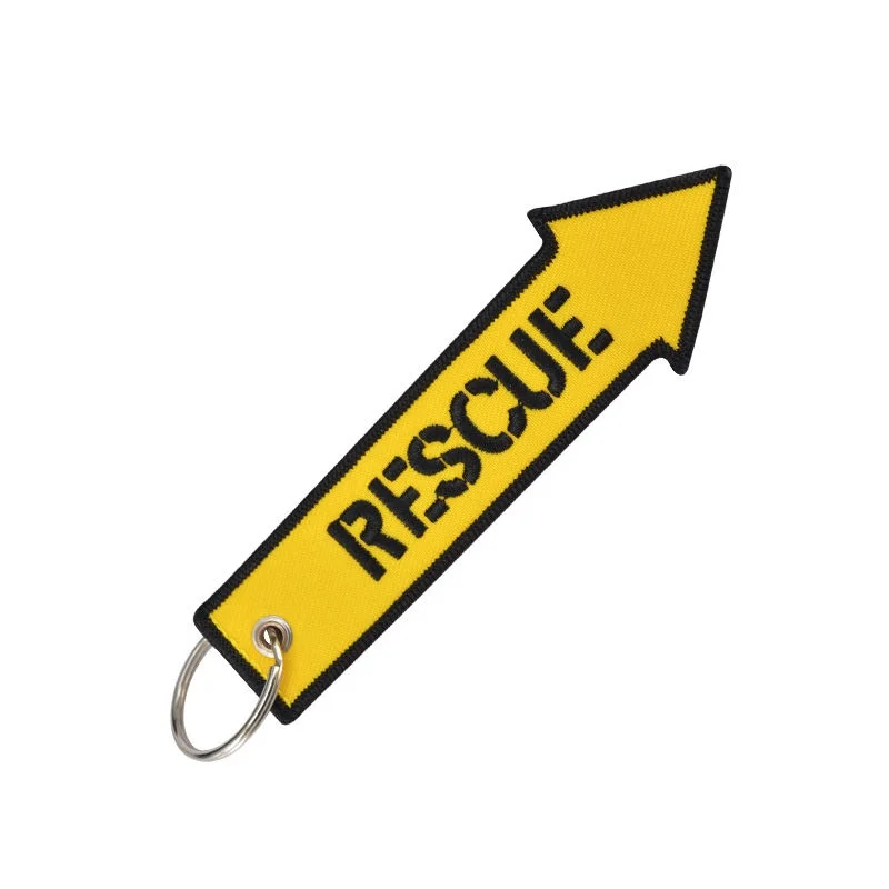 3PCS Jewelry Aviation Gifts Both Sides Embroidery Warning Danger Memorial Key Tags Keychain Rectangle Keyring Wholesale