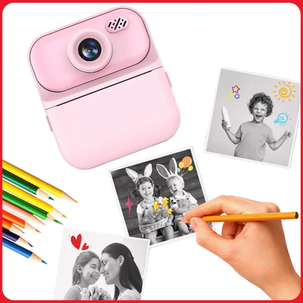 Appareil photo instantané numérique HD, appareil photo instantané avec impression photo de 2,4 pouces, rechargeable par USB, pour filles et garçons, cadeaux d'anniversaire