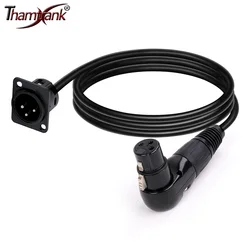 Right Angle 3Pin XLR Plug Connector Audio Cable to 3Pin XLR Panel Mount Chassis Socket Extender Audio Cable Compatible with MIC