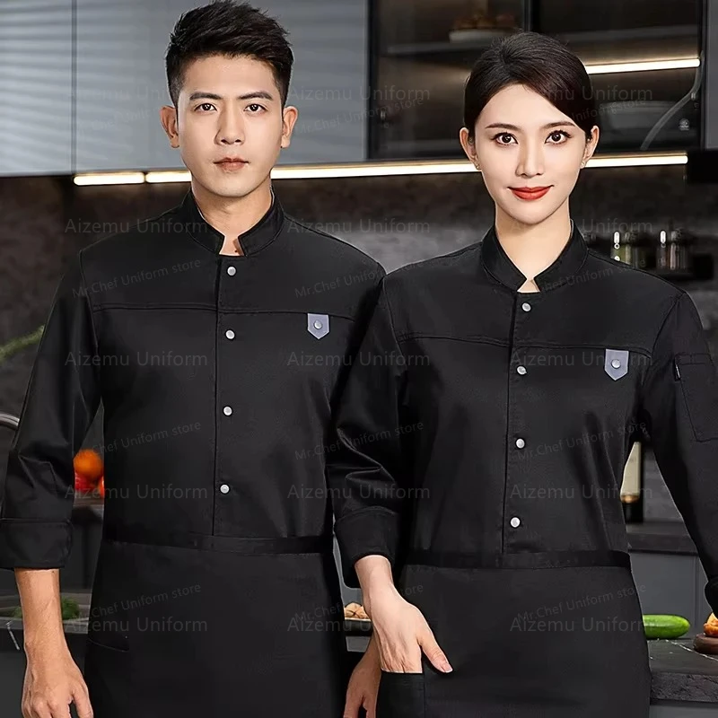 Veste de Chef grise à manches longues, uniforme de chef, manteau de cuisinier, T-shirt de Chef, uniforme de travail de boulanger, vêtements de serveur, Restaurant, hôtel, Logo pour femmes