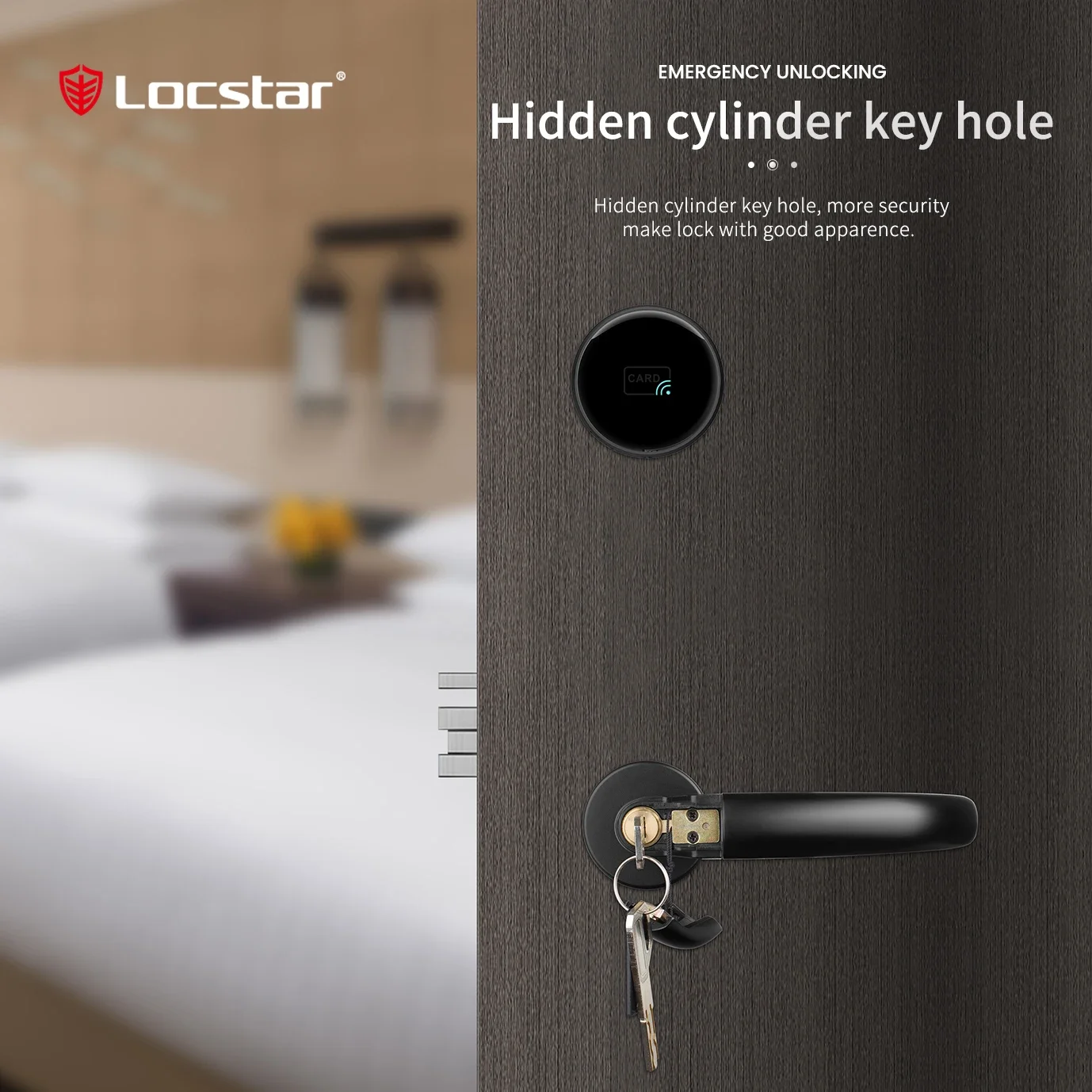 Locstar Electronic Rf Card Entry Deadbolt Gate Keyless Hotel Door Lock With Management Software System