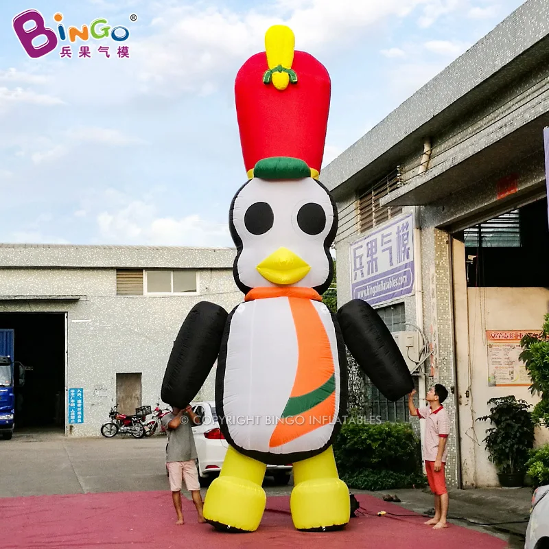 6mH(19ft) Giant Inflatable Penguin Cartoon Toys Inflatable Penguin Balloon With Knight cap For Activity Decoration