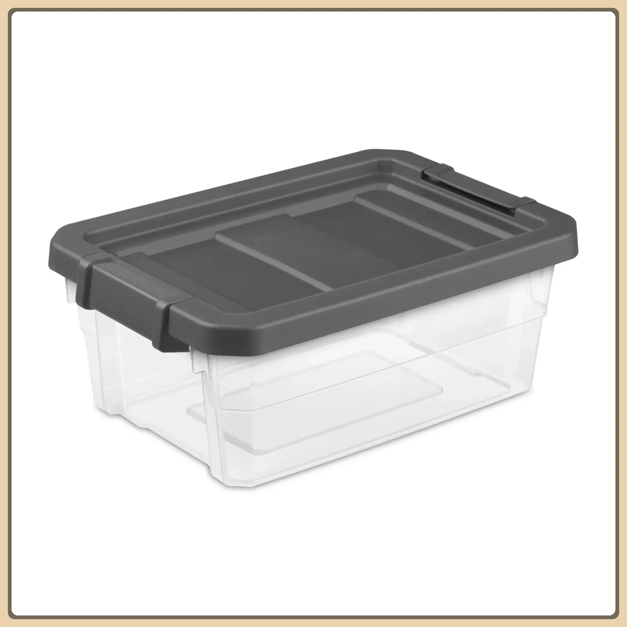Штабелируемые контейнеры емкостью 16 кв. в упаковке, прозрачные с серой крышкой для организации дома, офиса и шкафа.