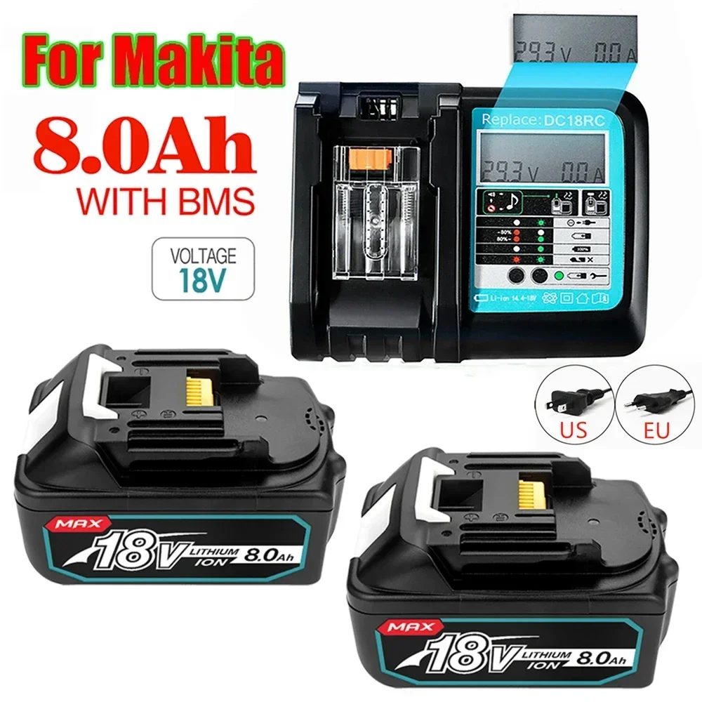 

100% Оригинальный Makita 18 В 8000 мА/ч перезаряжаемый Электроинструмент Makita аккумулятор с светодиодный Li-Ion Замена LXT BL1860B BL1860 BL1850