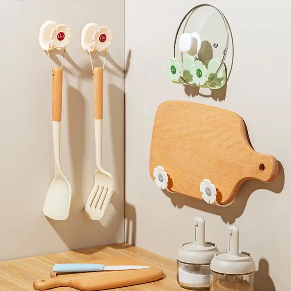 

Kitchen Bathroom Sink Sponge Wipe Storage Rack Drainage Design Drill-Free Sticky Flower Shape Organizer