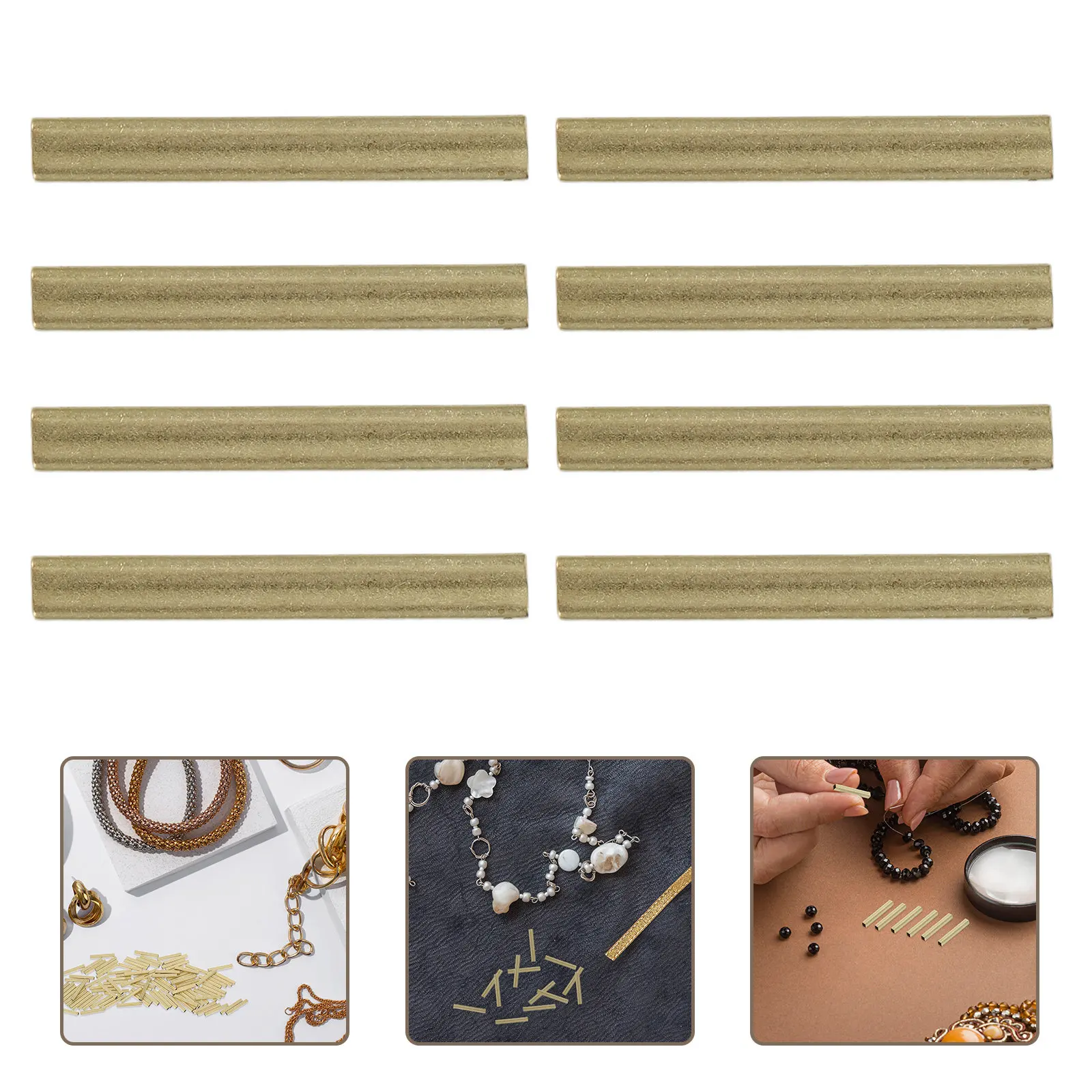 100 Piezas de Tubos Cuadrados Huecos de Latón, Bañados en Oro, para Fabricación de Joyería DIY, Collares, Pulseras y Pendientes