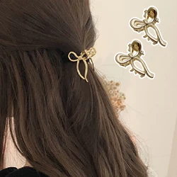 2pcs Small Bow Tie Hair Claw Women's Fashion Sweet Hair Clip Metal Solid Women Mini Bangs Crab Clip Hairpin Hair Accessories