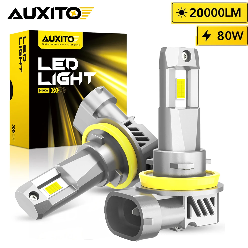 AUXITO 2Pcs 80W H8 H11 LED Headlight Bulb Canbus 20000LM 9005 HB3 Super Bright Car Head Lamp For Golf Bmw E60 E46 E90 E39 Toyota