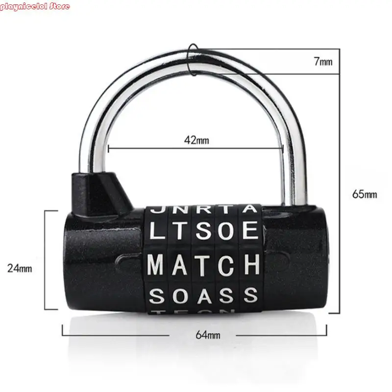 E8BA 5 Letter Combination Padlock Door Handle Password Padlock for Cabinet Luggage
