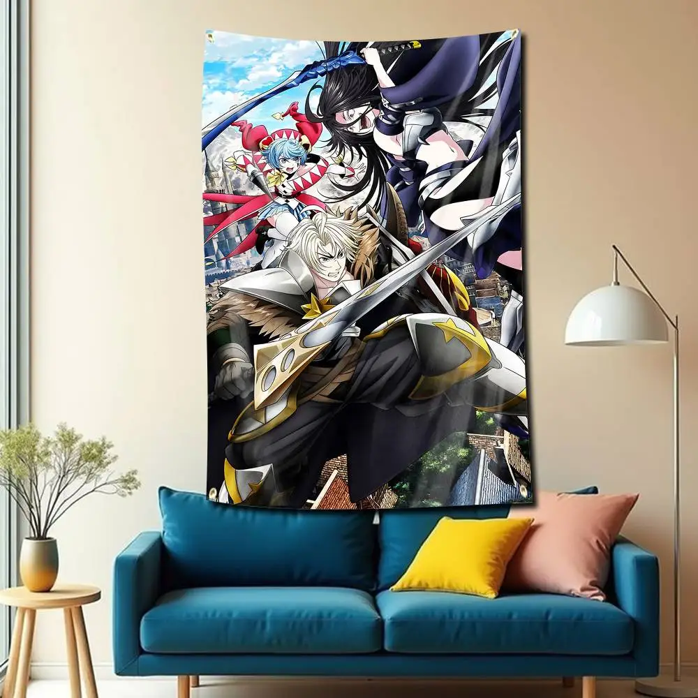 Elma Edvan Anime E-Exiled Heavy Knight Flag Tapestry Banner for Bedroom Living Room Outdoor Camping Custom Supported