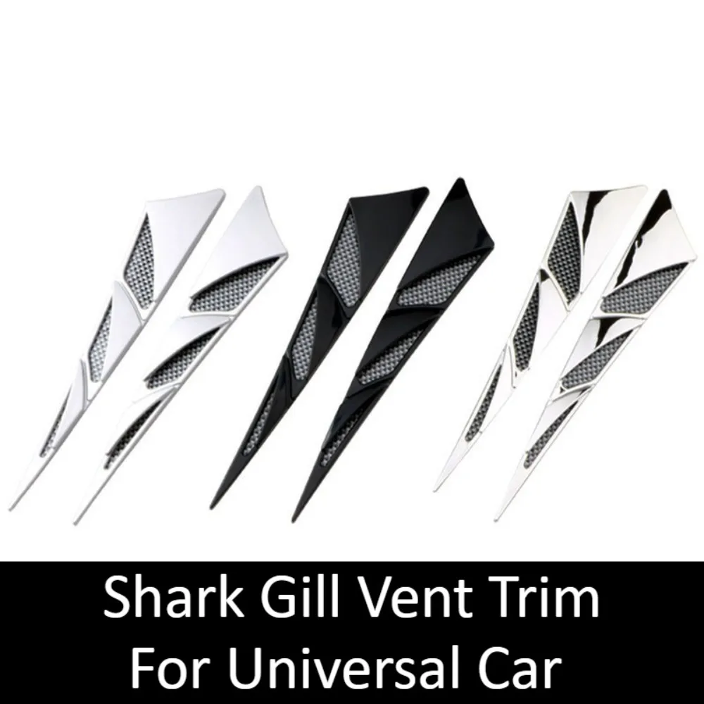 Shark Gill Vent Trim For Universal Car Fake Air Outlet Side Fender Door Sticker Body Decoration Auto Tuning Accessories Set Kits
