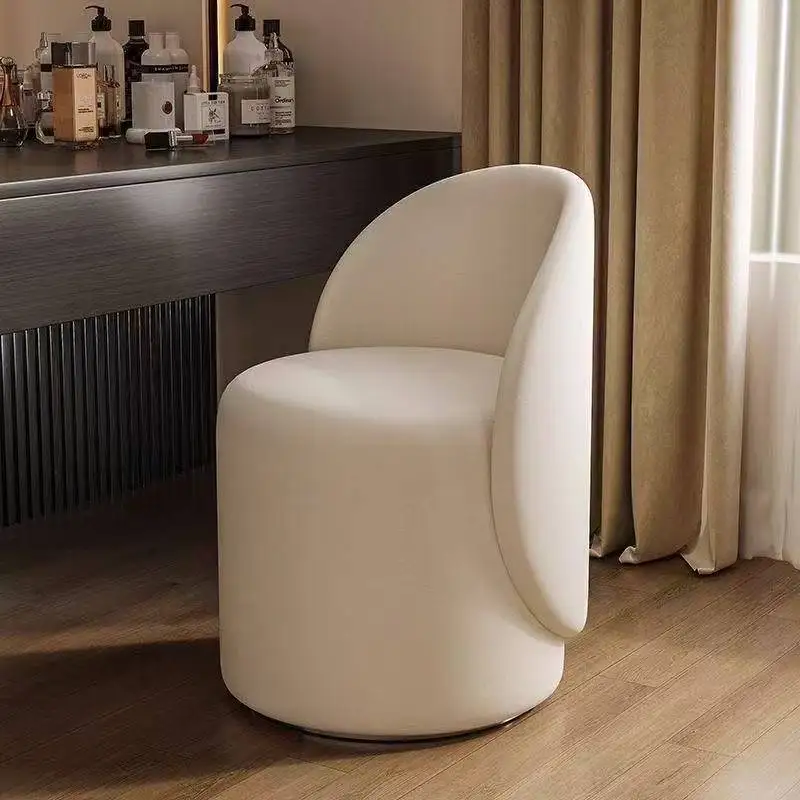 

Bedroom dressing stool luxury makeup chair household cream style girls bedroom dresser high backrest chair manicure round stool