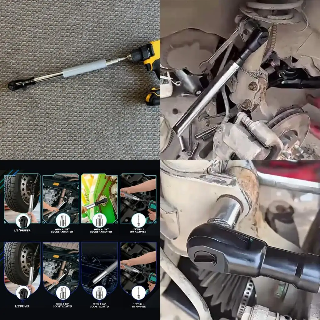 A2BE Compact Offset Ratchet Wrench 4 Adapters High Torque Manual Electric Double Mode