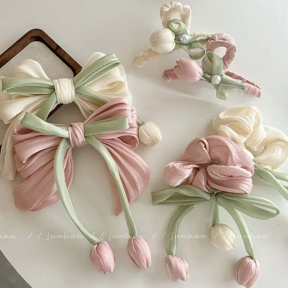 

New Sweet Hair Bands Tulip Ribbon Elegant Hair Rope Bowknot Hair Clip Hair Accessories