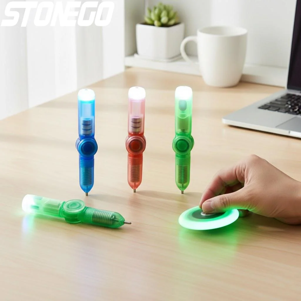 

Creative Stress Relief LED Ink Pen Rotating Fingertip Decompression Toy Office Supplies Stationery Gift
