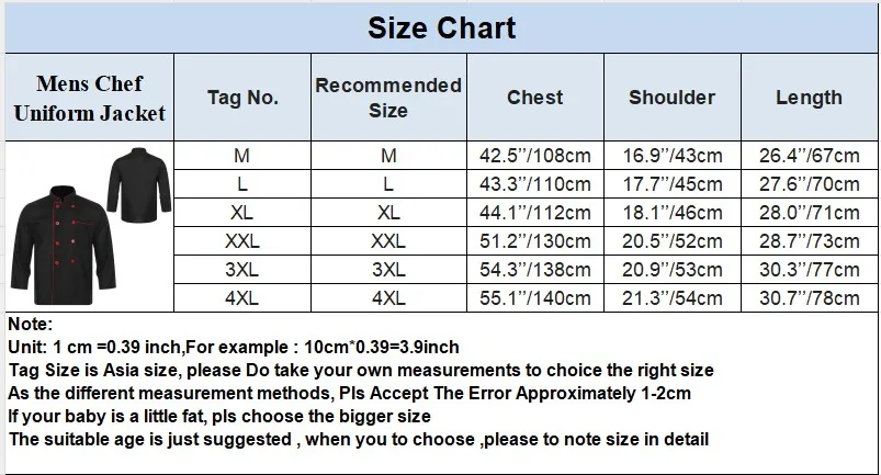Chaqueta de Chef Unisex con doble botonadura, servicio de comida de cocina, uniforme de trabajo, abrigo de Chef, Tops, chaqueta de restaurante, Ropa de Trabajo