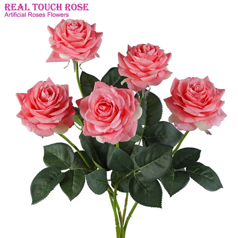 

Artificial Flowers Rose Flower Branch 5pcs/Bouquet For Wedding Party Decoration Faux Flowers Like Real for Tables Home Decor