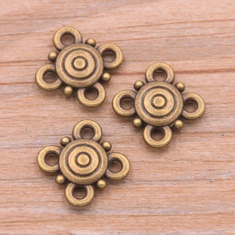 20PCS 16mm Wholesale New Product Two Color Small Flower Charms Plant Porous Connector Jewelry Metal Alloy DIY Marking