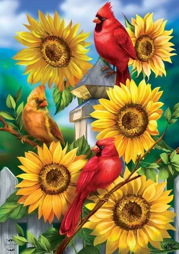 BRIARWOOD CARDINALS SUNFLOWERS THANKSGIVING RED BIRD MINI GARDEN YARD FLAG NEW YYN UUV EEU SSL