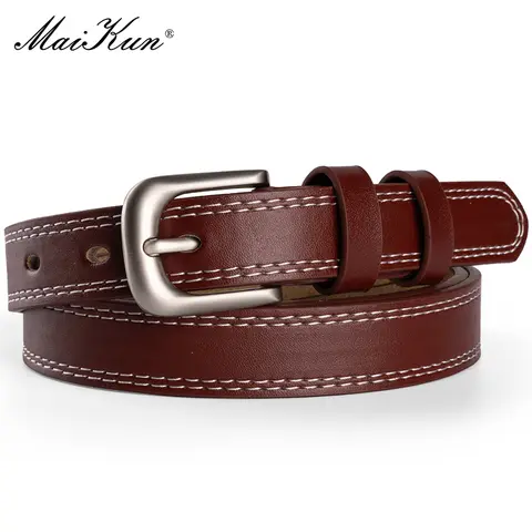 Leather Women’s Belt with Classic Buckle maikun
