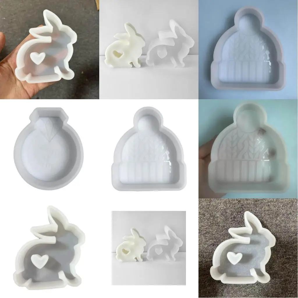 

R3MC Силиконовая мыльная плесень Силиконовая формы свечей алмазы/кролика/шапочки глиняная форма