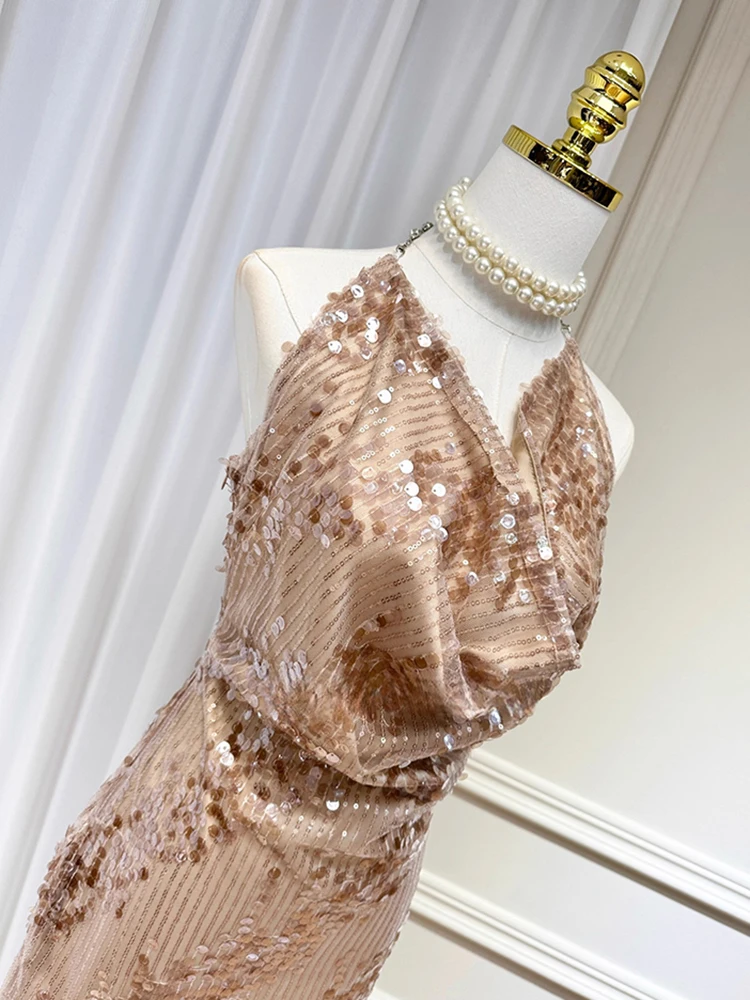 REDDACHiC الماس سلسلة الرسن فستان الحفلات المرأة بريق الترتر القلنسوة الرقبة فستان Bodycon صغير العودة للوطن عيد ميلاد مثير الملابس