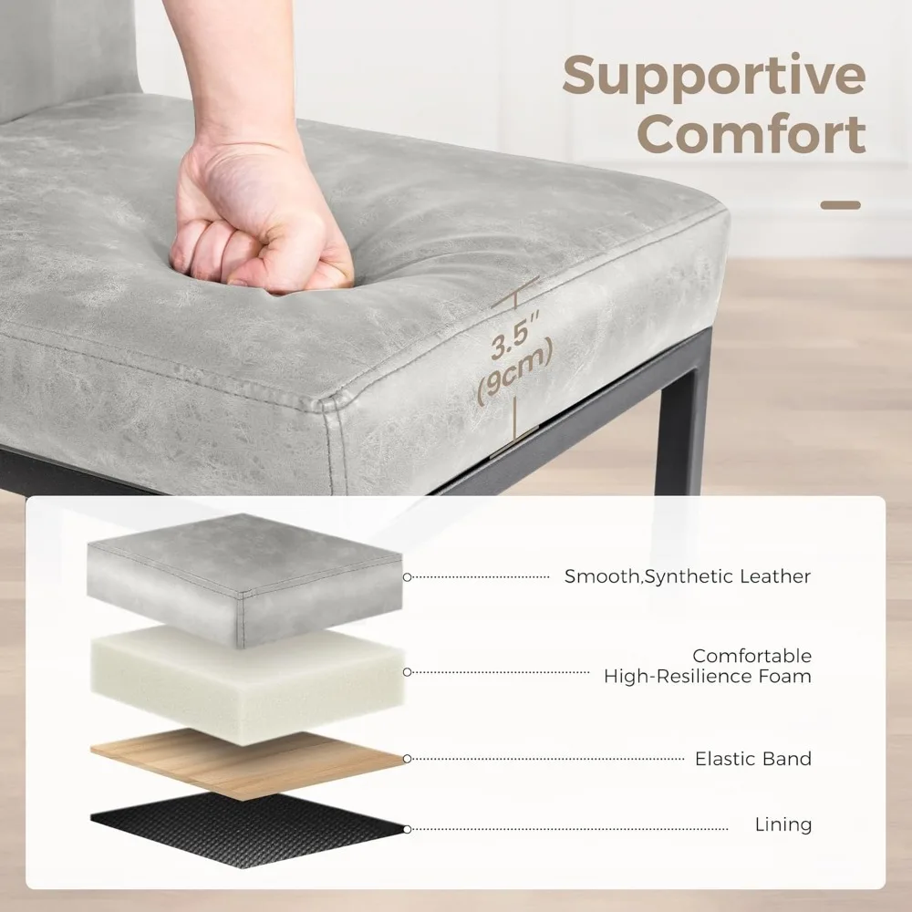 مقاعد بار من الجلد الصناعي، مقعد مرتفع بارد مع ظهر، أرجل معدنية، مسند للقدمين، كراسي بار منجدة حديثة #5