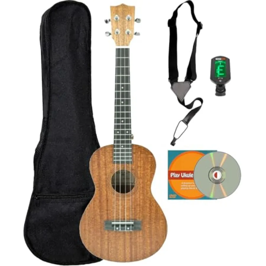 

Набор тенор-укулеле UK-100 26 дюймов с арочным корпусом, чехлом, тюнером, ремнем и обучающим DVD от Austin Bazaar