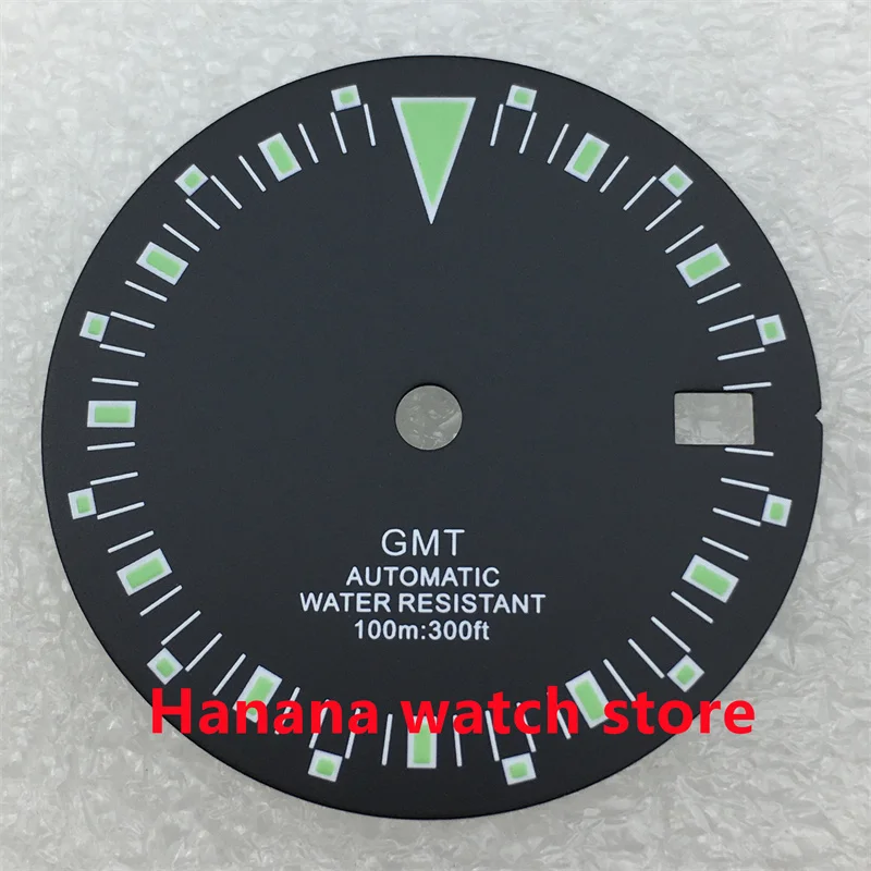 29mm Black Dial Green Luminous Index Suitable for NH34 Movement Watch Accessories