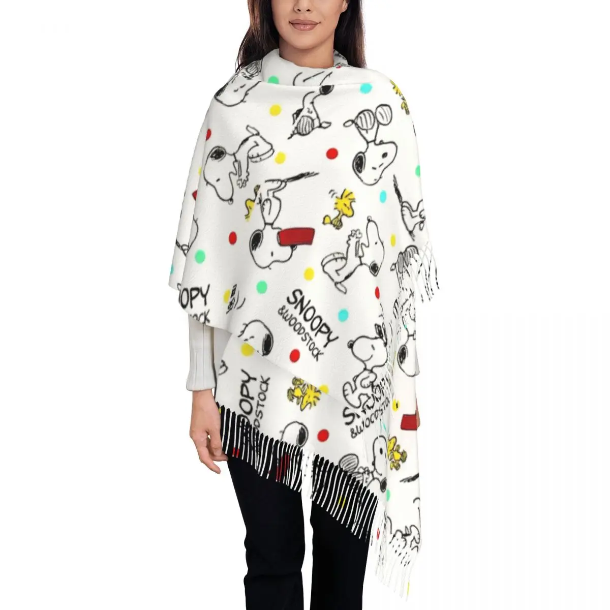 Snoopys Woodstock Scarf for Women Fall Winter Shawls and Wrap Cartoon Long Large Shawl Scarf for Daily Wear