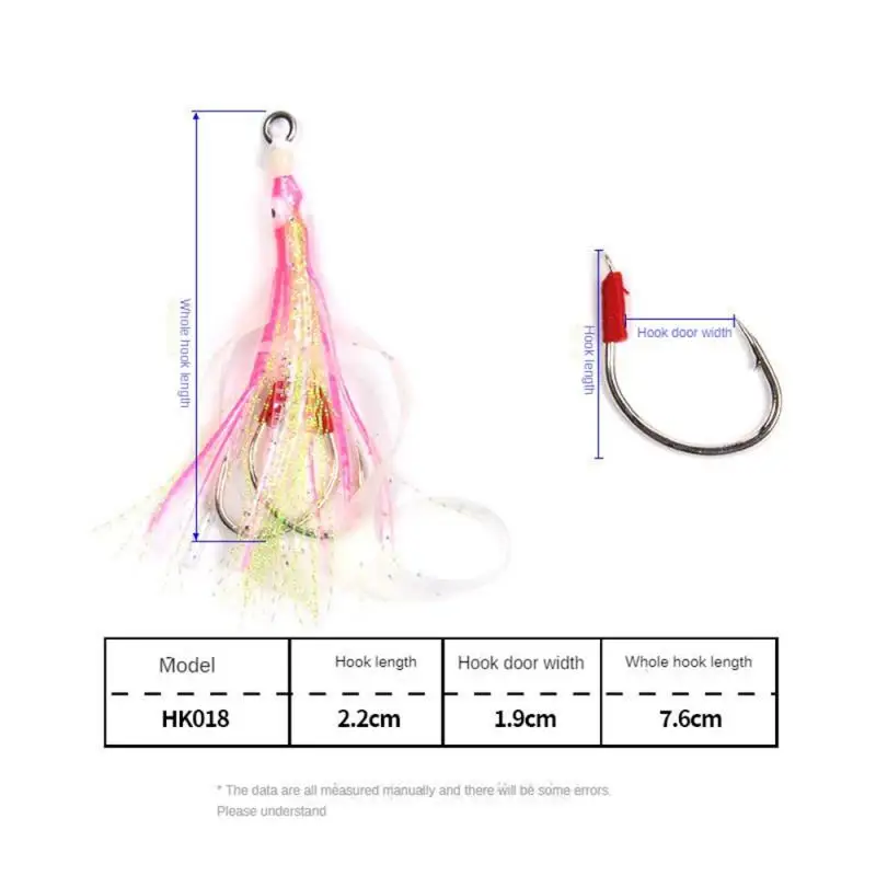 1/5PCS Bionic Lure Iron Lap Precise Fish Luring 2.2cm Pvc Material Iron Double Hook Fake Bait Night Light Effect Squid Form