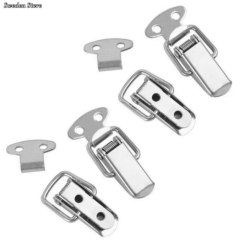Mini Stainless Steel Cabinet Boxes Spring Loaded Latch Catch Toggle Clamp Hasp Lock For Chest Box Gift Suitcase Case Wholesale