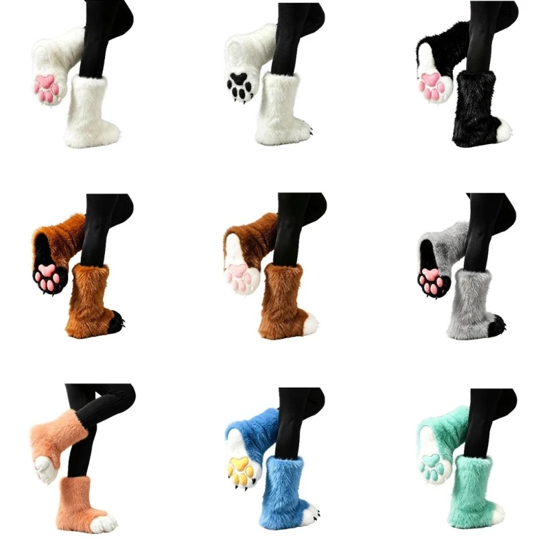 chaussures-d'interieur-pour-animaux-cosplay-avec-texture-en-peluche-douce-pour-les-fetes-costumees-presentation-sur-scene