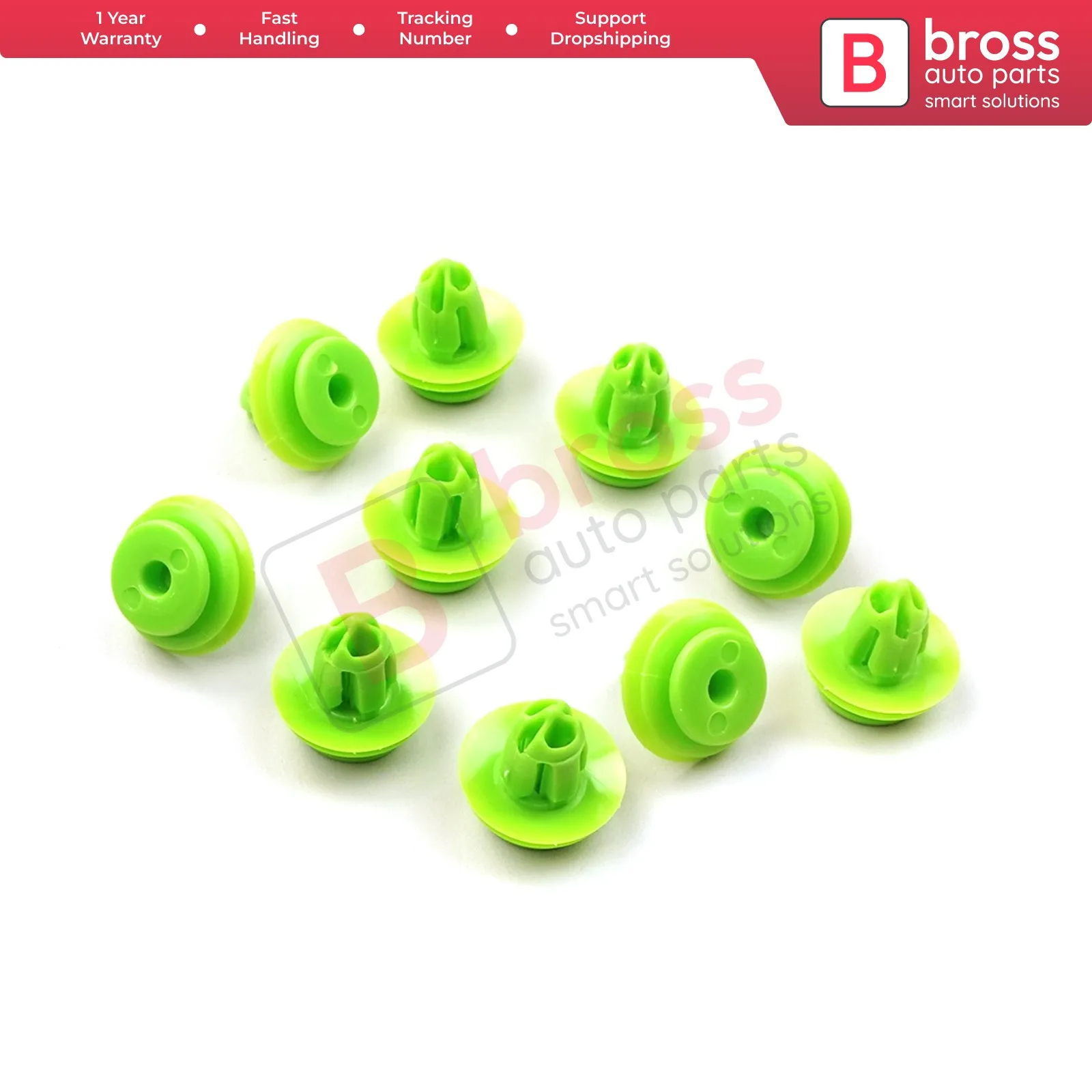 Bross Auto Parts BCF5022 10 Pieces Door Panel Interior Trim Retainer Green Clip For Honda 91560-SZW-003