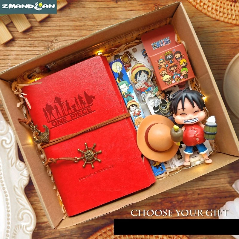 

Набор канцелярских принадлежностей «Новое путешествие» по аниме One Piece: Луффи, Эйс, Санджи — блокнот, стикеры, закладка, брелок, фигурка, зонт