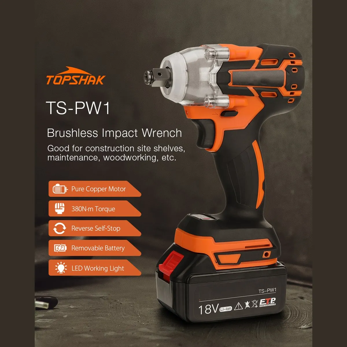 1/2 inch Electric Impact Wrench Screwdriver Cordless Percussion Drill Electric Variable Speed Brushless Motor Impact Power Tools