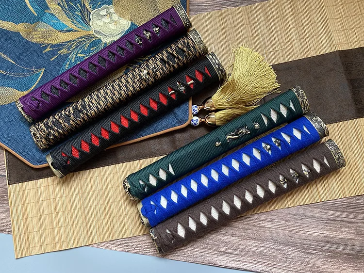 Multiple Styles, High Quality, 26cm Curved Handle Tsuka For Japanese Sword Katana, Double Color Sageo, High-grade Fuchi Kashira