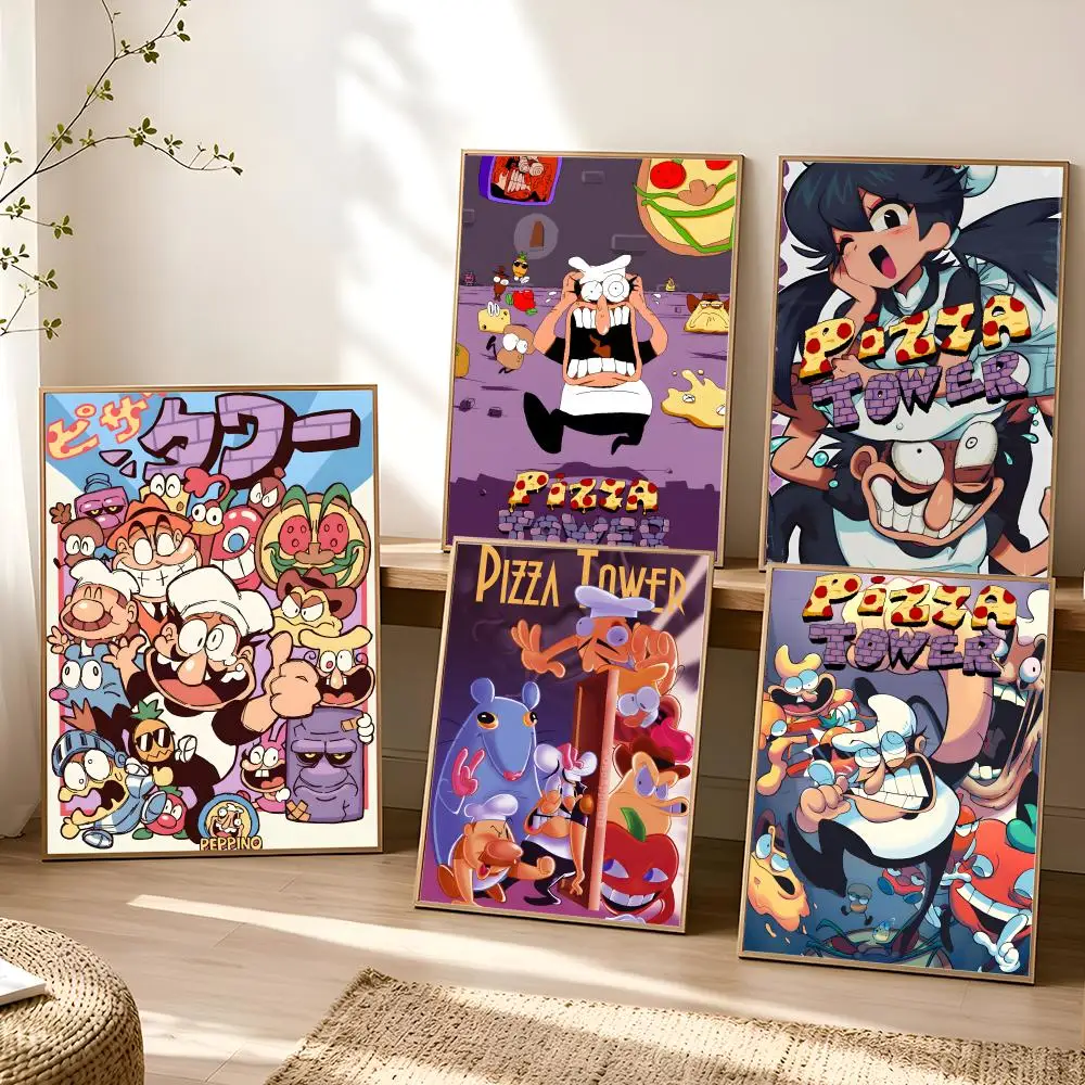Video Game P-Pizza Tower Poster Durable Painting Canvas Poster Wall Hanging Home Interior Decoration Art Mural Gift