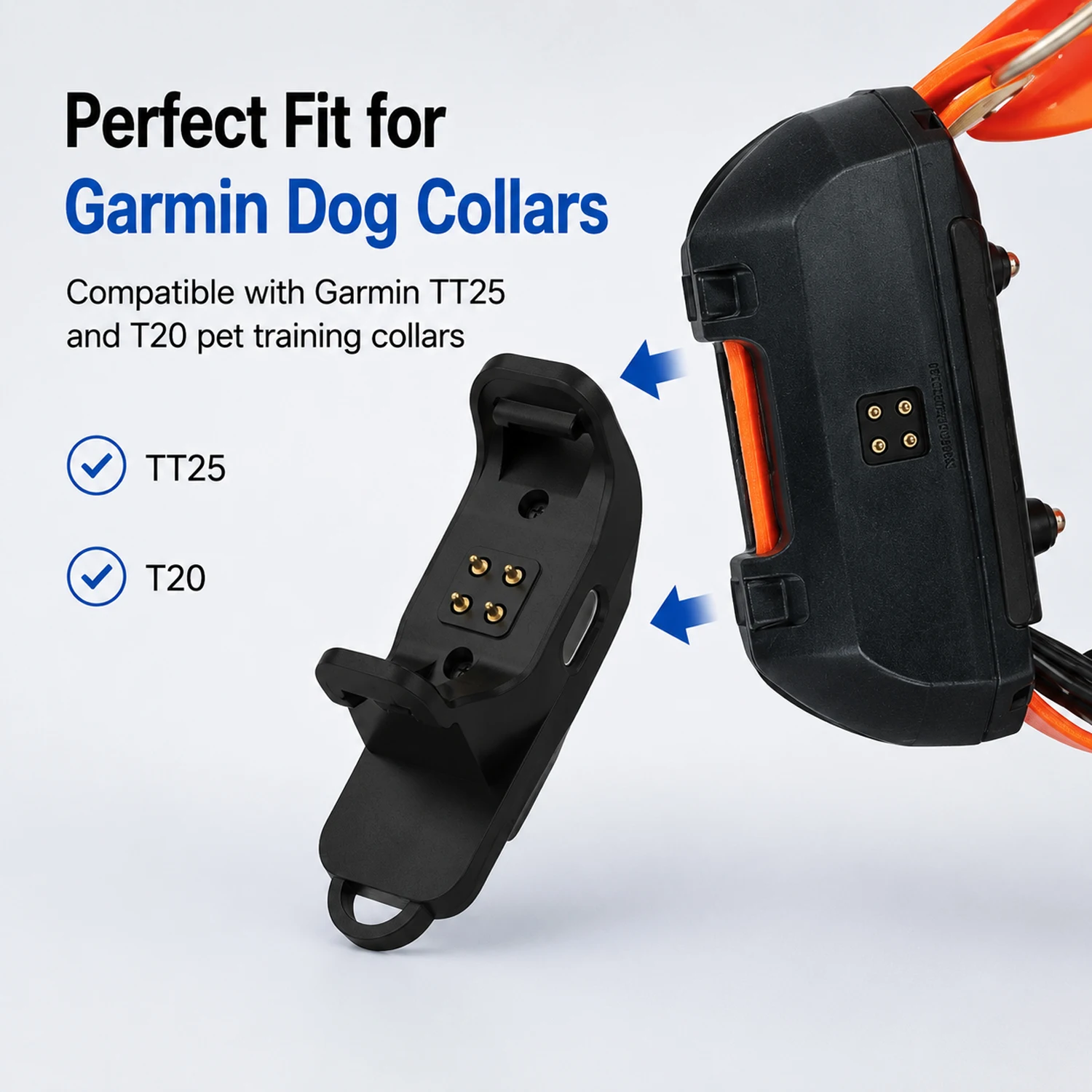 Charger For Garmin TT25 T20 - Pet Dog Collar Power Adapter, Charging Clip, Supports USB-C Cable