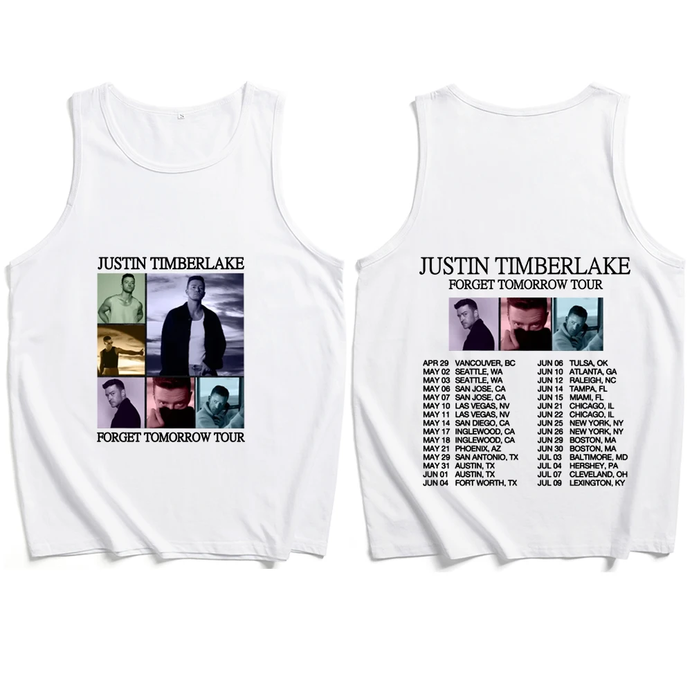 Justin Timberlake Forget Tomorrow Tour 2024 Tank Tops Vest T-Shirt Unisex T-shirt Sleeveless Summer Casual Regular Printing