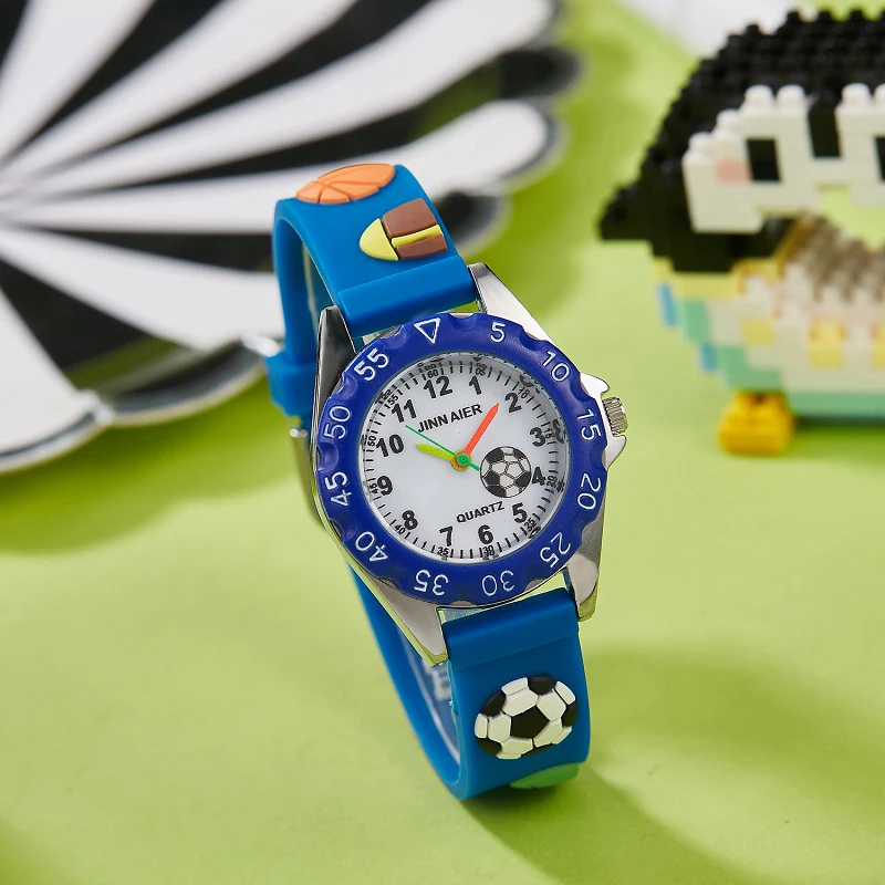 New Trendy 3D Soccer Kids Watches Silicone Band Durable Safe for Ages 3+ children Football peripheral Gift for Active Boys Girls