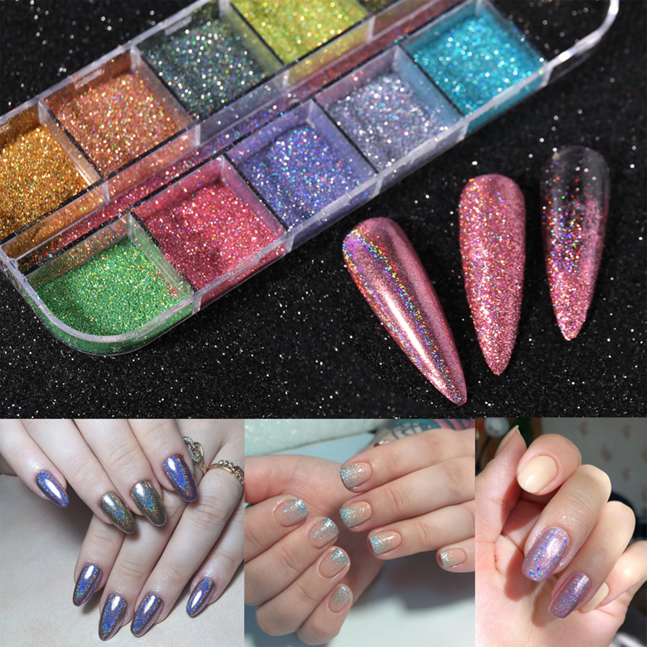 12Colors Glitter Gradient Matte Pat Pat Manicure Polish Deco Powder Solid Patting Nail Powders UV Polish Decoration Shimmer Fine