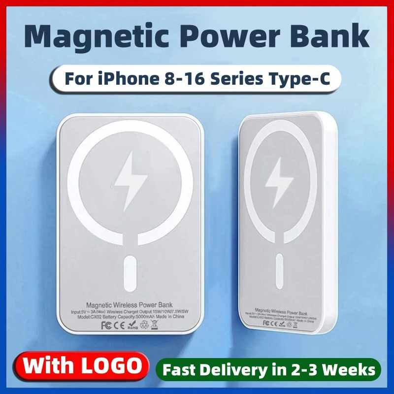 

10000mAh New Magnetic Power Bank Portable Wireless Charger for Magsafe Powerbank For iPhone Type-C Port External Backup Battery