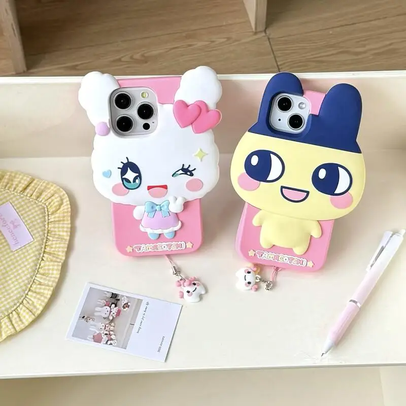 

Чехол для телефона Tamagotchi iPhone 16 15 14 Pro Max, мультяшный силиконовый, утолщенный, с защитой от падений, аниме-аксессуар