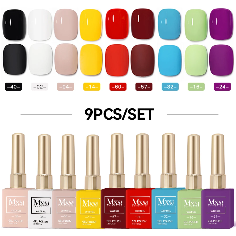 9 Stuks 15 Ml Macaron Kleurrijke Gel Nagellak Set Rood Losweken Uv Led Nagel Gel Vernis Kit Langdurige vloeibare Manicure Vernis