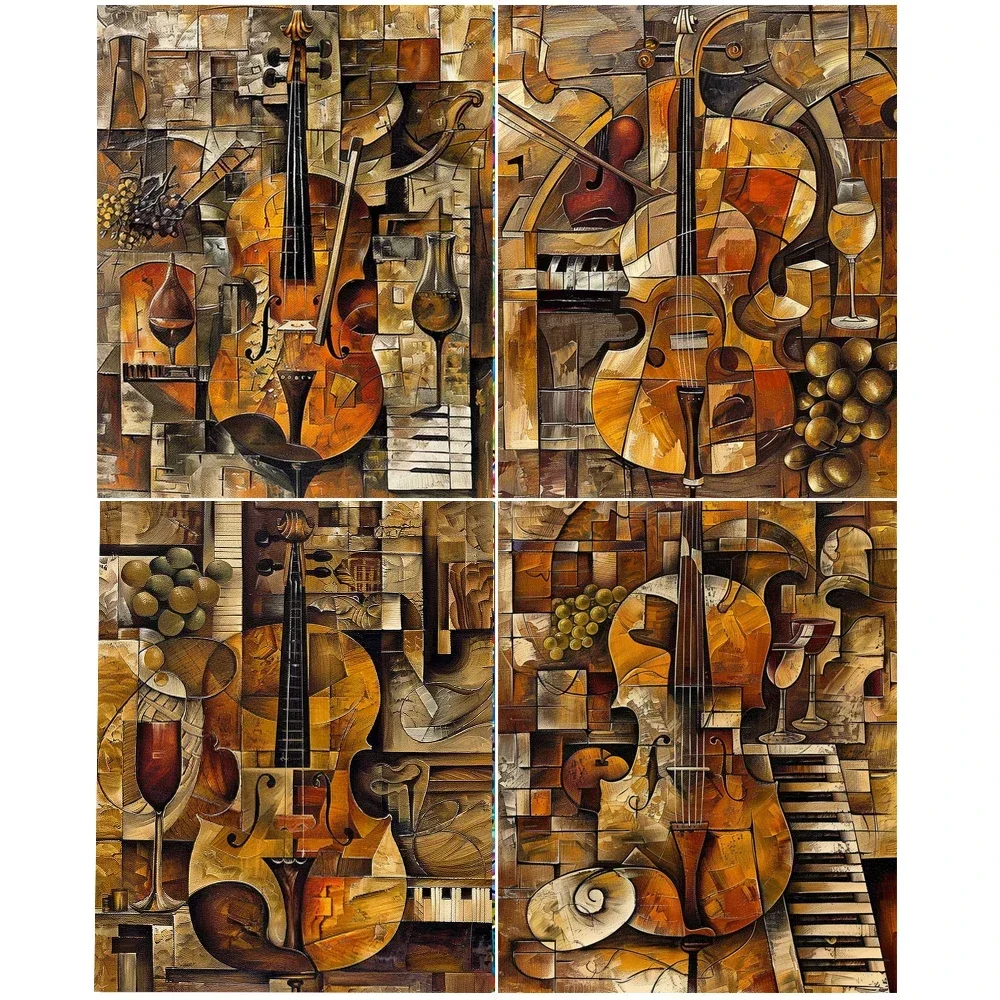 

585021 Painting Piano Violin Musical Instrument Style Oil Painting By Numbers Kit DIY Artwork Canva Art GiftHome Decoration Gift