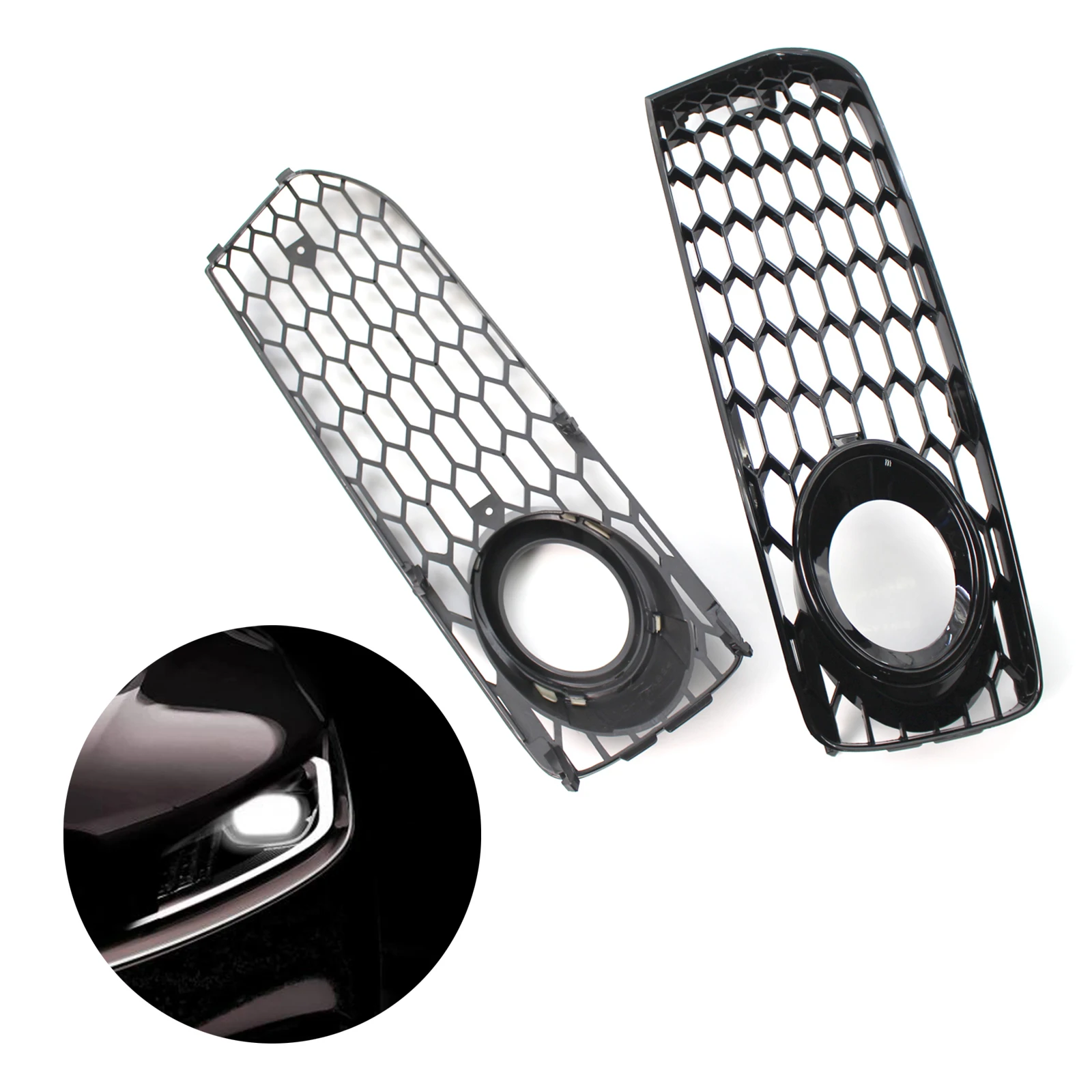 Car Fog Lamp Cover Honeycomb Hex Front  Light Grille Grill For  Audi A5 S-Line / S5 B8 RS5 2008 2009 2010 2011 2012